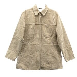 AMI Suede Leather Jacket Men Small Beige 100% Leather Coat Classic Academia 70's